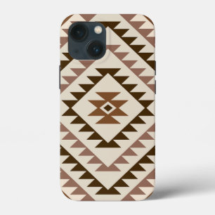 Funda Para iPhone 13 Mini Diseño de Motivo de Diamante Azteca Marrones+Crema