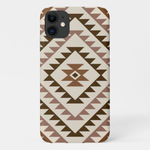 Funda Para iPhone 11 Diseño de Motivo de Diamante Azteca Marrones+Crema