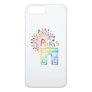 Funda Para iPhone 8 Plus/7 Plus Diseño de neón de París Francia el Arco del