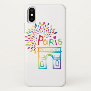 Funda Para iPhone X Diseño de neón de París Francia el Arco del