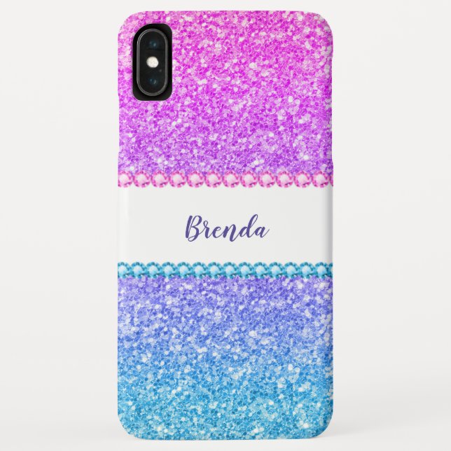 Funda De Case-Mate Para iPhone Diseño de niñas de diamantes y sombras purpurinas (Reverso)
