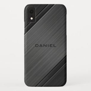 Funda Para iPhone XR Diseño de nombre personalizado con textura de gris