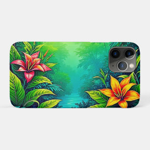 Funda Para iPhone 11 Pro Diseño de oasis de jungla tropical exuberante