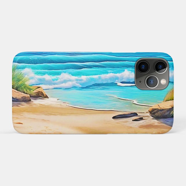 Funda De Case-Mate Para iPhone Diseño de ondas de playa soleadas (Reverso (horizontal))