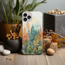 Funda Para iPhone 13 Pro Max Diseño de paisajes de los bosques de acuarela No. 
