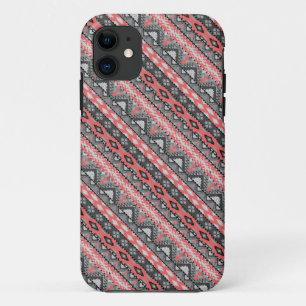 Funda Para iPhone 11 Diseño de patrón azteca gris rojo lindo
