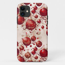 Funda Para iPhone 11 Diseño de patrón de adornos rojos de Navidad