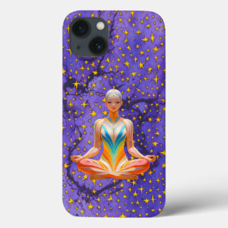 Funda Para iPhone 13 Diseño de patrón de estrella único y meditativo