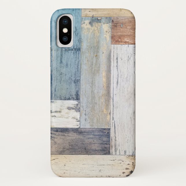Funda De Case-Mate Para iPhone diseño de patrón de madera rústico zigzag (Reverso)