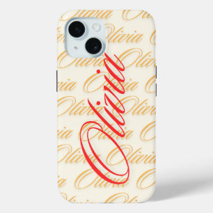 Funda Para iPhone 15 Diseño de patrón de nombre Olivia