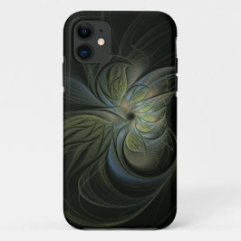 Funda Para iPhone 11 Diseño de patrones abstractos de hojas verdes míst
