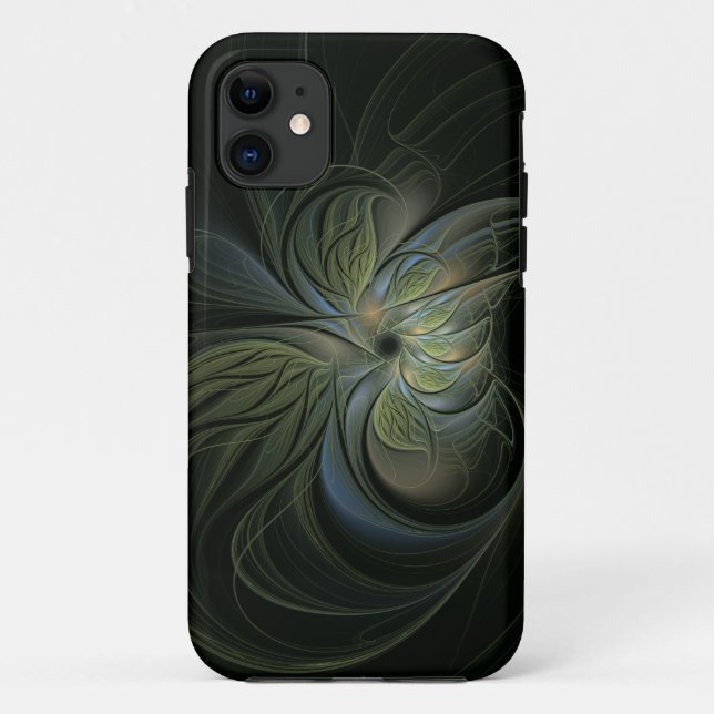 Funda De Case-Mate Para iPhone Diseño de patrones abstractos de hojas verdes míst (Reverso)
