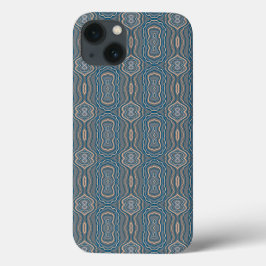 Funda Para iPhone 13 Diseño De Patrones Alternativos Beige-Azul Y Gris