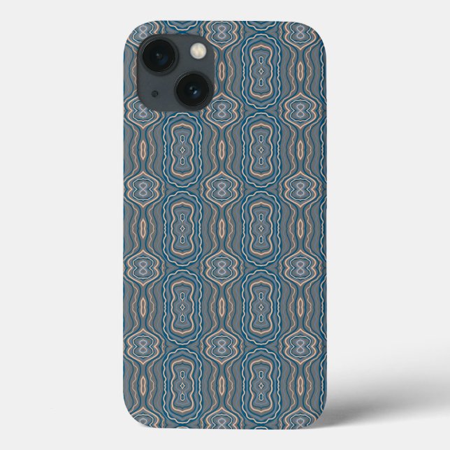 Funda De Case-Mate Para iPhone Diseño De Patrones Alternativos Beige-Azul Y Gris (Reverso)