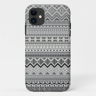 Funda Para iPhone 11 diseño de patrones aztecas blanco gris
