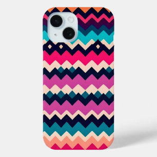 Funda Para iPhone 15 Diseño de patrones coloridos de Zigzag Chevron