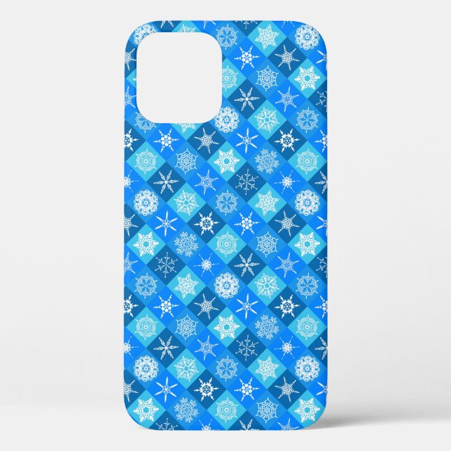 Funda De Case-Mate Para iPhone Diseño de patrones de copos de nieve azul (Reverso )