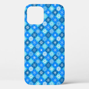 Funda Para iPhone 12 Diseño de patrones de copos de nieve azules lindos