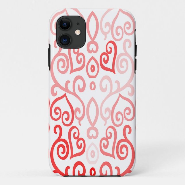 Funda De Case-Mate Para iPhone Diseño de patrones de corazón de color rojo y rosa (Reverso)