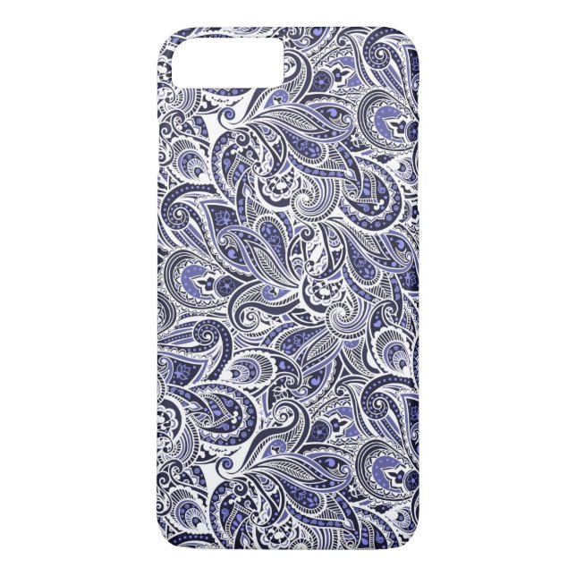 Funda De Case-Mate Para iPhone Diseño de patrones de paisaje blanco y azul (Reverso)