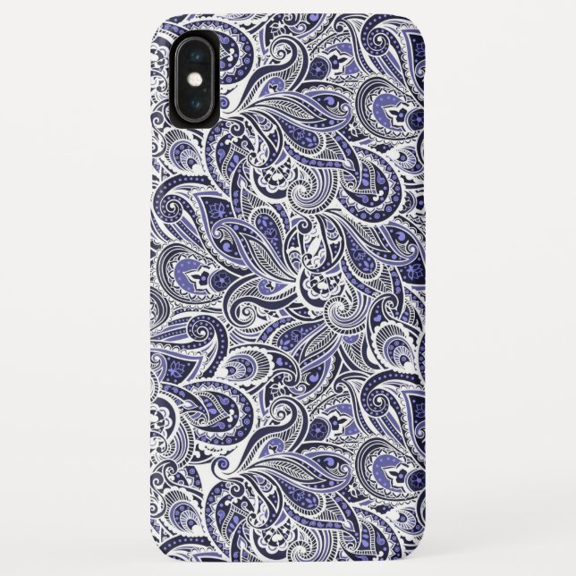 Funda De Case-Mate Para iPhone Diseño de patrones de paisaje blanco y azul (Reverso)