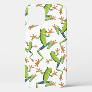 Funda Para iPhone 12 Diseño de patrones de rana de árbol de vegetación