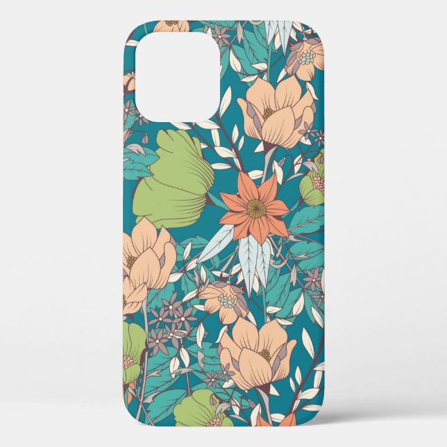 Funda De Case-Mate Para iPhone Diseño de patrones impecable con flores dibujadas  (Reverso )