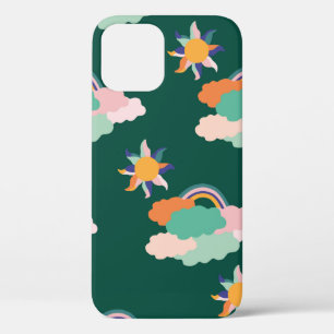Funda Para iPhone 12 Diseño de patrones impecable con nubes coloridas y