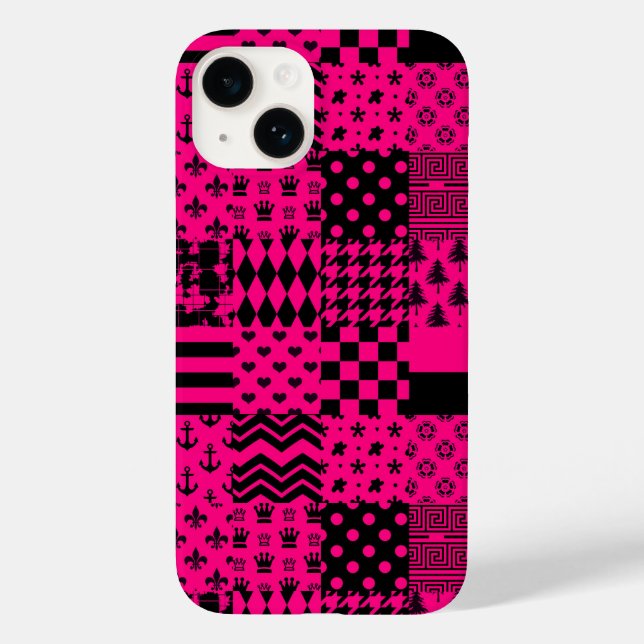 Funda De Case-Mate Para iPhone Diseño de patrones mixtos rosados negros (Reverso )