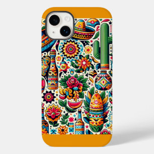 Funda Para iPhone 14 Plus De Case-Mate Diseño de patrones repetitivos coloridos mexicanos