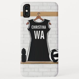 Funda Para iPhone XS Max diseño de personalizable netball negro y blanco