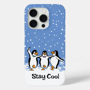 Funda Para iPhone 15 Pro Diseño de pingüinos bailando