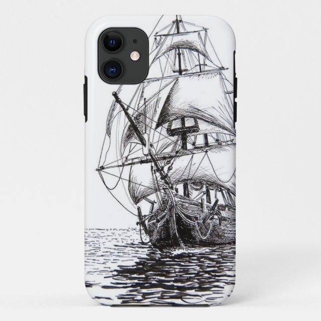 Funda De Case-Mate Para iPhone Diseño de planos de barcos piratas (Reverso)