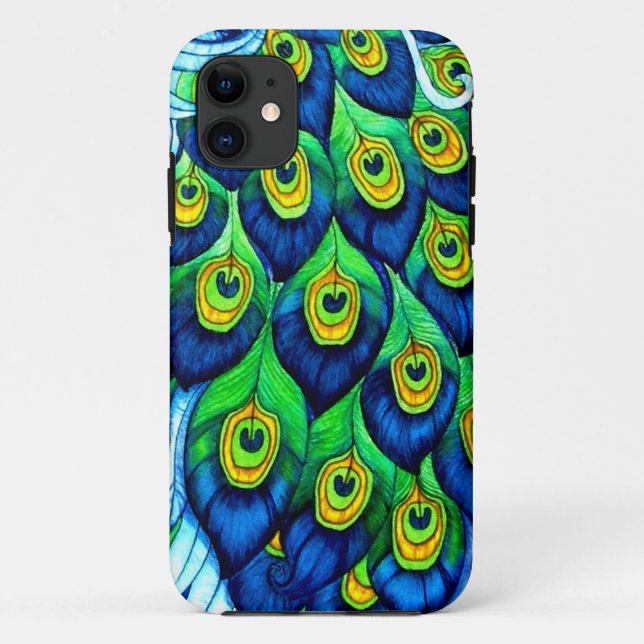 Funda De Case-Mate Para iPhone Diseño de plumas de pavo real  (Reverso)