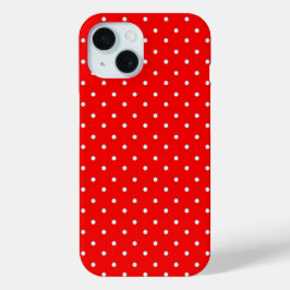 Funda Para iPhone 15 Diseño de puntos de polka blanco, rojos y clásicos