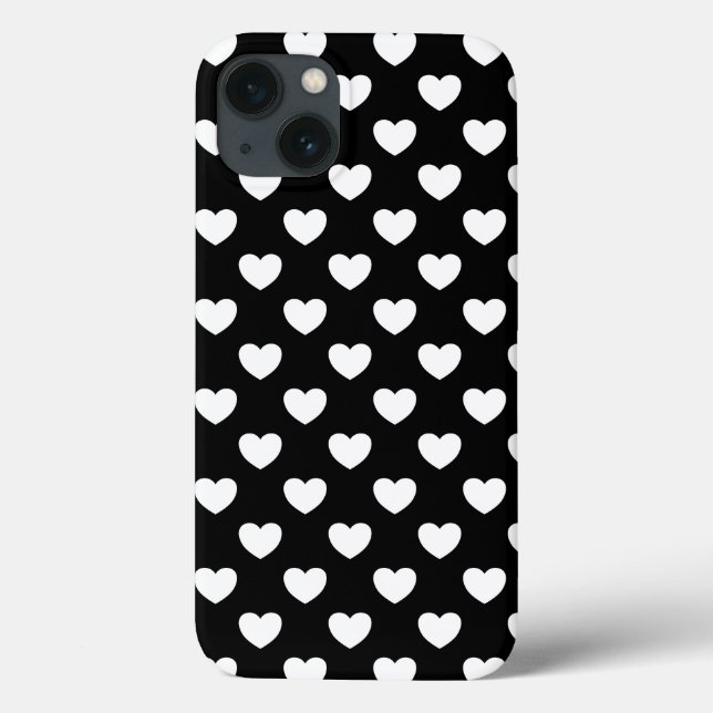 Funda De Case-Mate Para iPhone Diseño De Puntos De Polka En El Corazón Blanco Y N (Reverso)