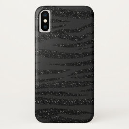 Funda Para iPhone X Diseño de Purpurina de cebra negra