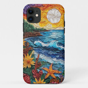 Funda Para iPhone 11 Diseño de quilling de paisaje estilo papel hecho a