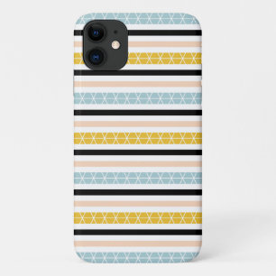 Funda Para iPhone 11 Diseño de rayas amarillas blancas geométricas de m