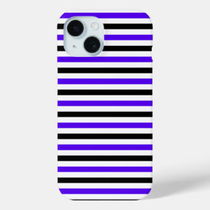 Funda Para iPhone 15 Diseño de rayas blancas y negras azules