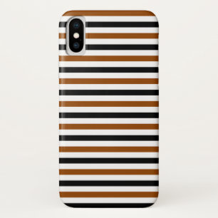 Funda Para iPhone X Diseño de rayas marrones negras y blancas