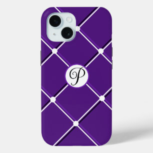 Funda Para iPhone 15 Diseño de rayas moradas y blancas Fancy P Inicial