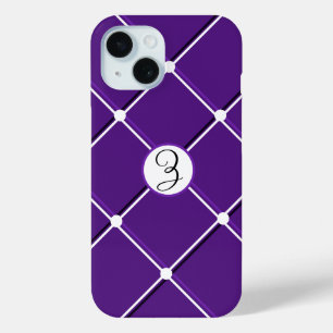 Funda Para iPhone 15 Diseño de rayas moradas y blancas Fancy Z Inicial