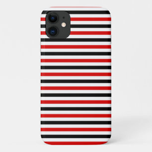 Funda Para iPhone 11 Diseño de rayas rojas, negras y blancas