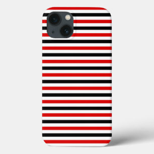 Funda Para iPhone 13 Diseño de rayas rojas, negras y blancas