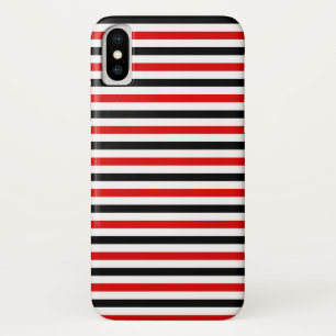 Funda Para iPhone X Diseño de rayas rojas, negras y blancas