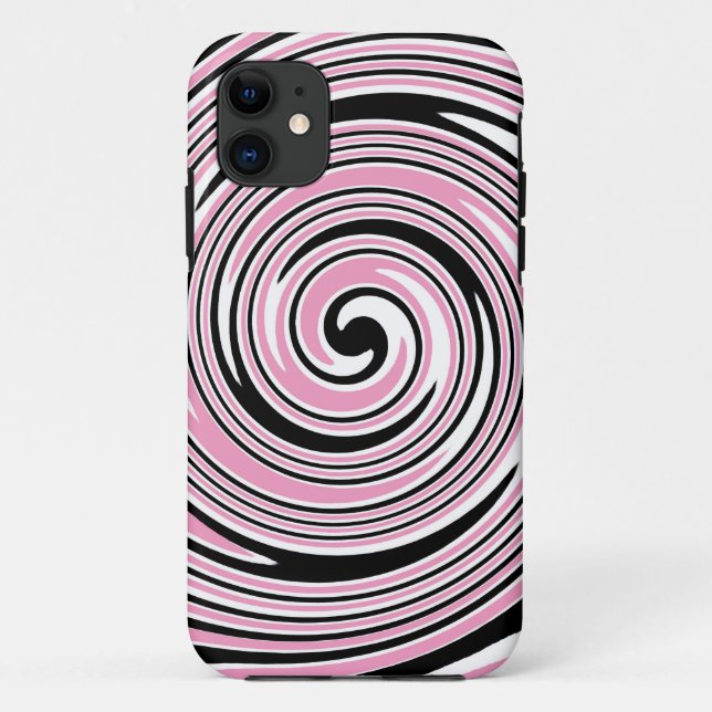 Funda De Case-Mate Para iPhone Diseño de rotación de ruedas rosadas y negras (Reverso)