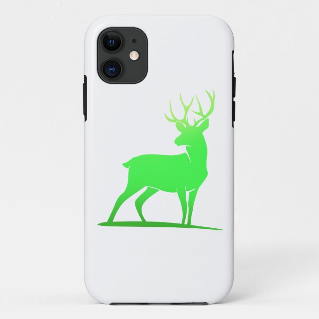 Funda De Case-Mate Para iPhone Diseño de silueta de ciervo verde (Reverso)