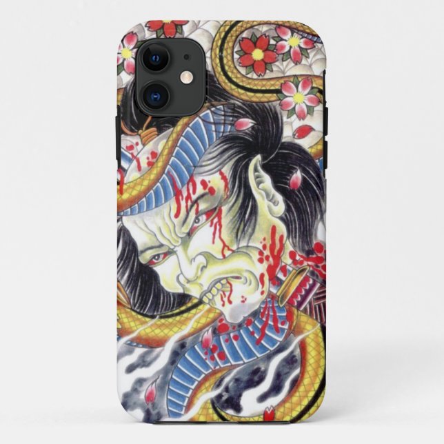 Funda De Case-Mate Para iPhone Diseño de tatuaje grotesco y de serpiente (Reverso)