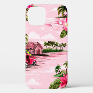 Funda Para iPhone 12 Diseño de telas de barca hawaiana vintage de isla